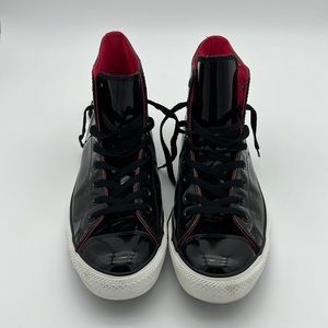 Converse All Star Chuck Taylor BLK Patent Leather High Top Men 11 1/2 Wo 13 1/2